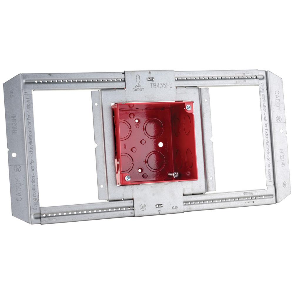 nVent CADDY TBFB Telescoping Bracket Assembly, 4 in Box, 14 1/2 to 25 in Stud Spacing, Pregalvanized/PowerCoated