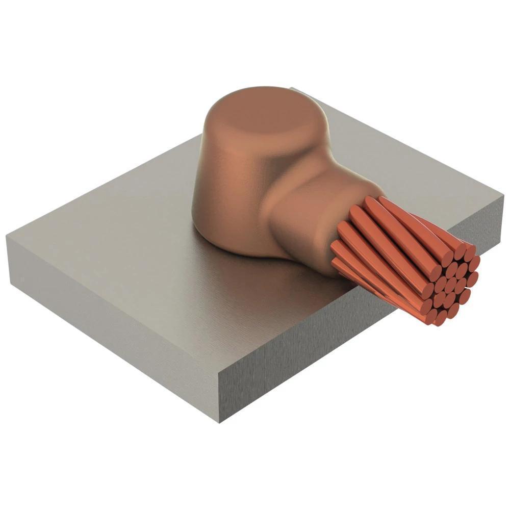 nVent ERICO CADWELD® HAA1T Type HA Weld Metal Mold, 2 AWG Solid Tap Conductor, Cable to Steel Connection, Graphite