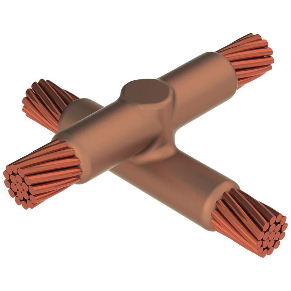 nVent ERICO XBM2Q2Q Type XB Weld Metal Mold, 4/0 AWG Concentric Run/Tap Conductor, Cable to Cable Connection, Graphite
