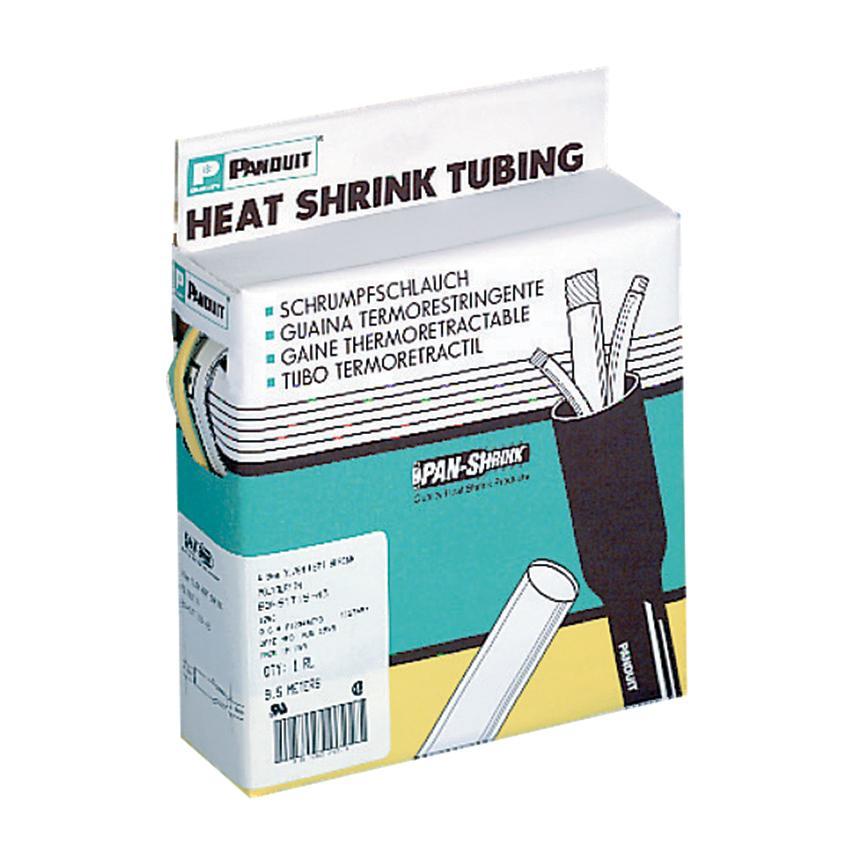 Panduit® Dry-Shrink™ HSTT38-Q Cross Linked Flame-Retardant Heat Shrink Tubing, 3/8 in ID Expanded, 0.187 in ID Recovered, 0.025 in THK Wall Recovered, 25 ft L, Polyolefin, Black