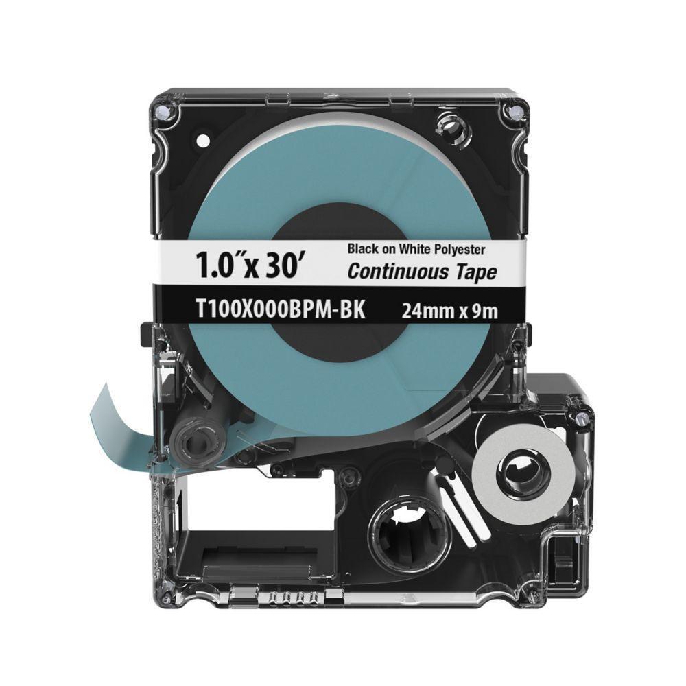 Panduit® T100X000BPM-BK Continuous Tape, 30 ft L x 1 in W, For Use With MP300, MP200 and MP100, Polyester, White/Black