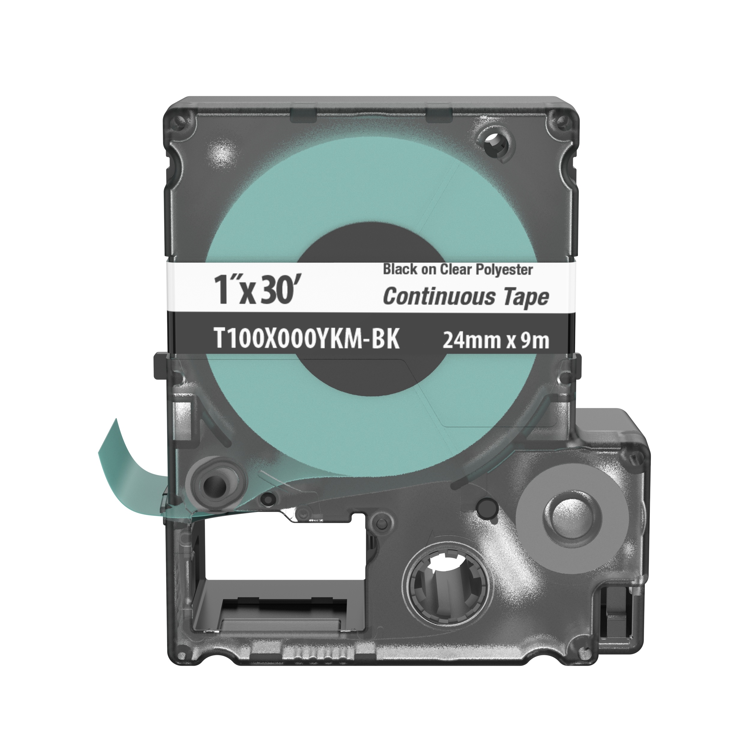 Panduit® T100X000YKM-BK Continuous Tape Cassette, 2.95 in L x 2.53 in W, For Use With MP100 and MP300 Mobile Printers, Polyester, Black on Clear