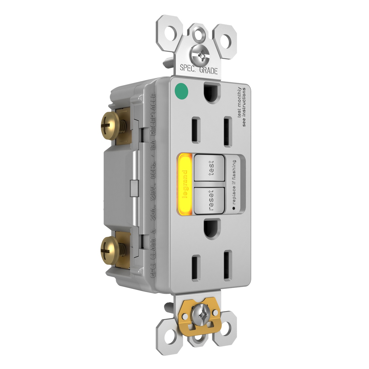 Pass & Seymour® 1597HGTRPIAMBGRY GFCI Receptacles