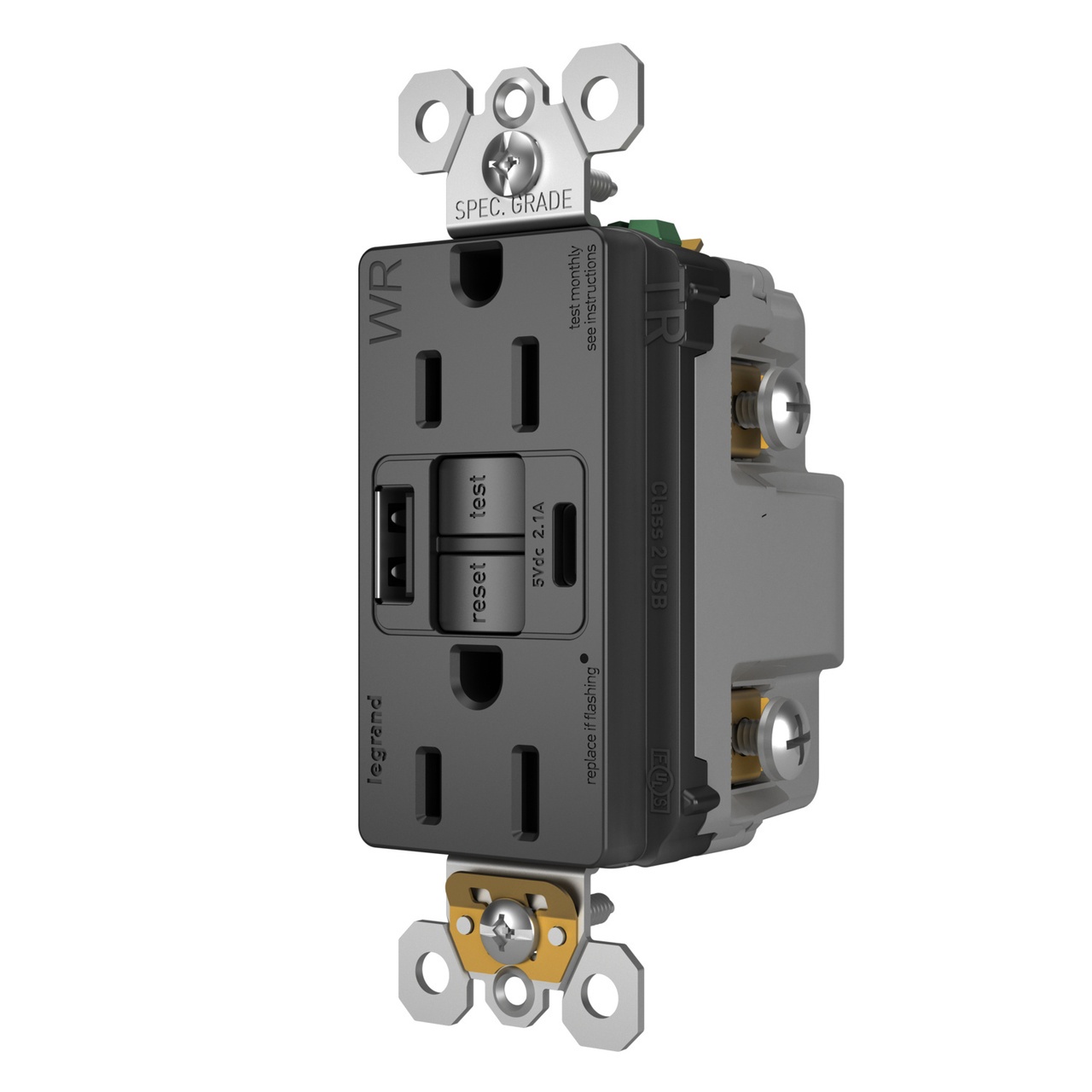 Pass & Seymour® WRR26USBAC6BK Receptacles & USB Ports