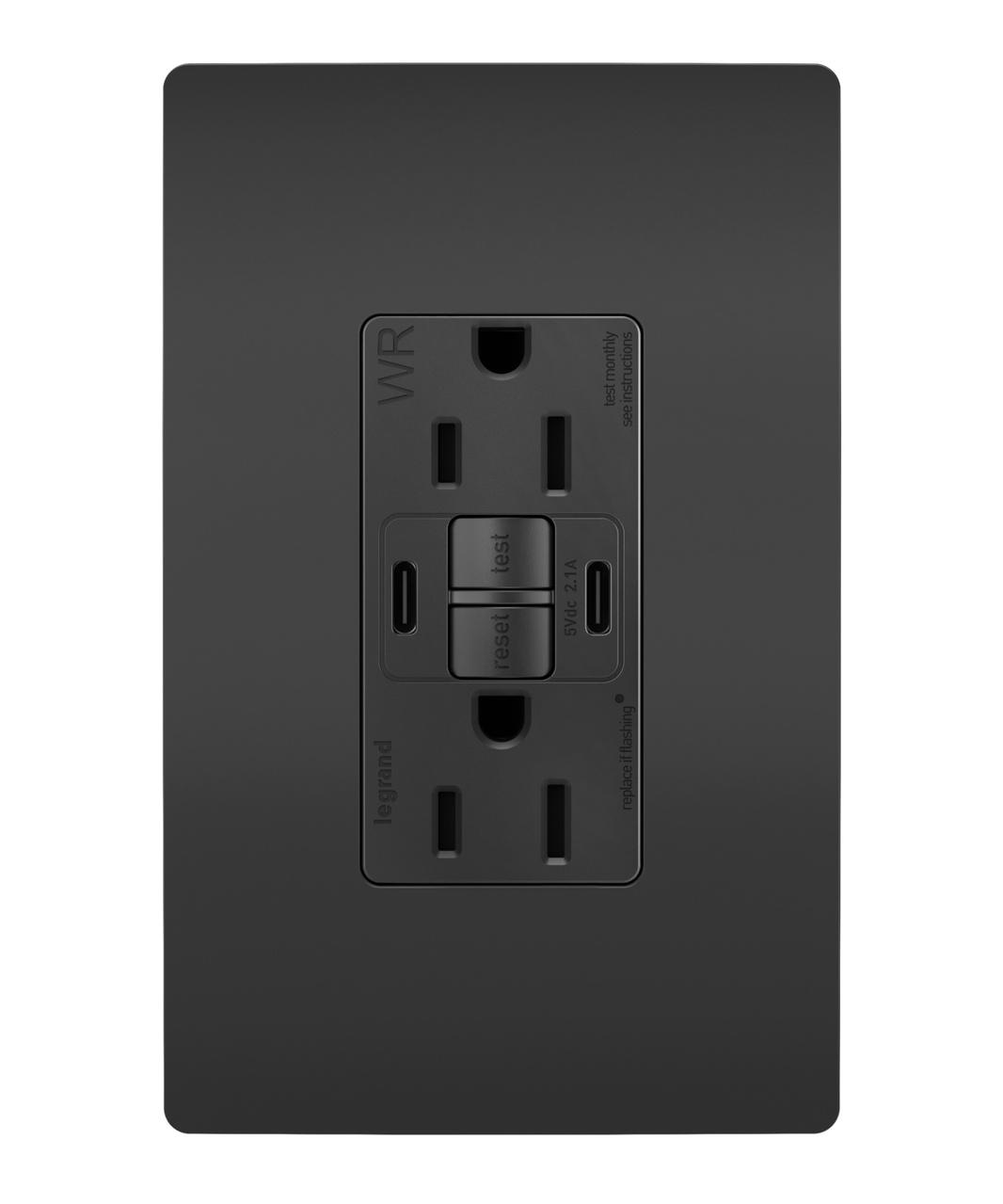Pass & Seymour® 1597TRWRUSBCCBK GFCI Receptacles