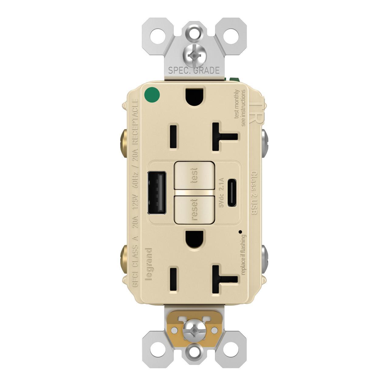 Pass & Seymour® 2097HGTRUSBACI GFCI Receptacles