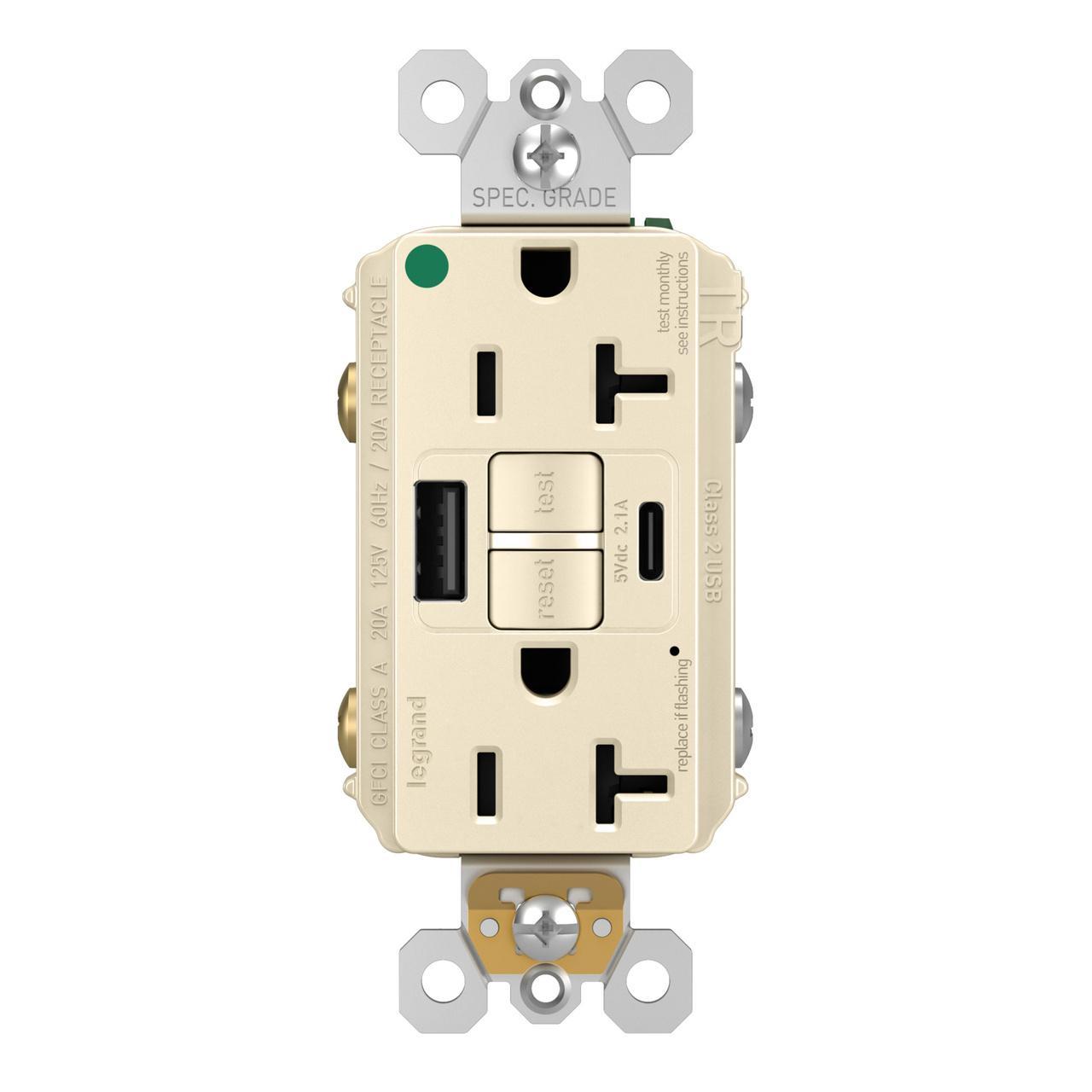 Pass & Seymour® 2097HGTRUSBACLA GFCI Receptacles