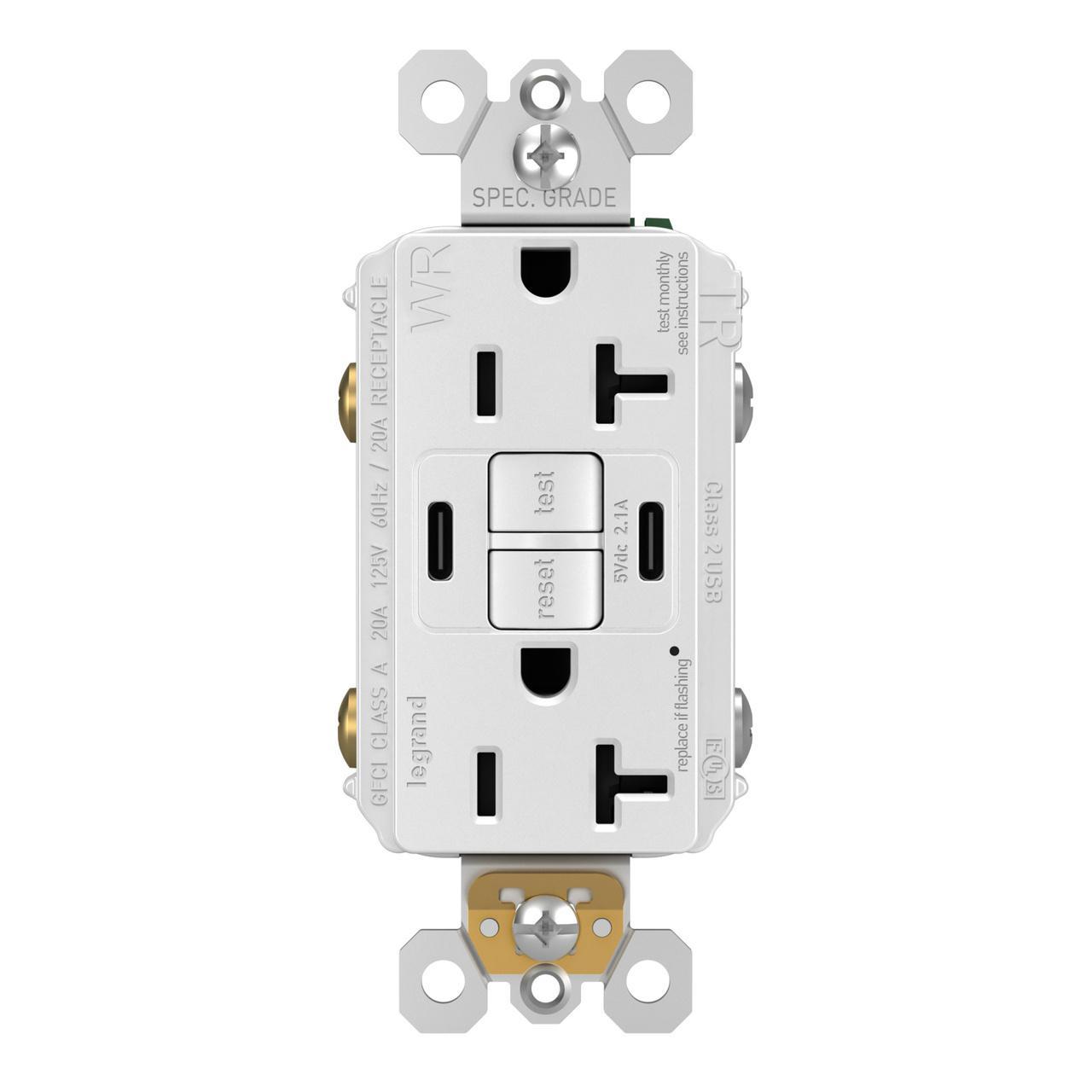 Pass & Seymour® 2097TRWRUSBCCW GFCI Receptacles
