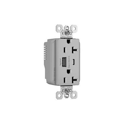 Pass & Seymour® PTTR20ACUSBGRY Receptacles & USB Ports