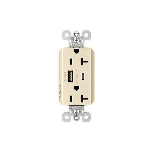 Pass & Seymour® PTTR20ACUSBLA Receptacles & USB Ports