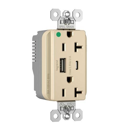 Pass & Seymour® PTTR20HACUSBI Receptacles & USB Ports