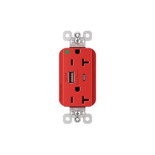 Pass & Seymour® PTTR20HACUSBRED Receptacles & USB Ports