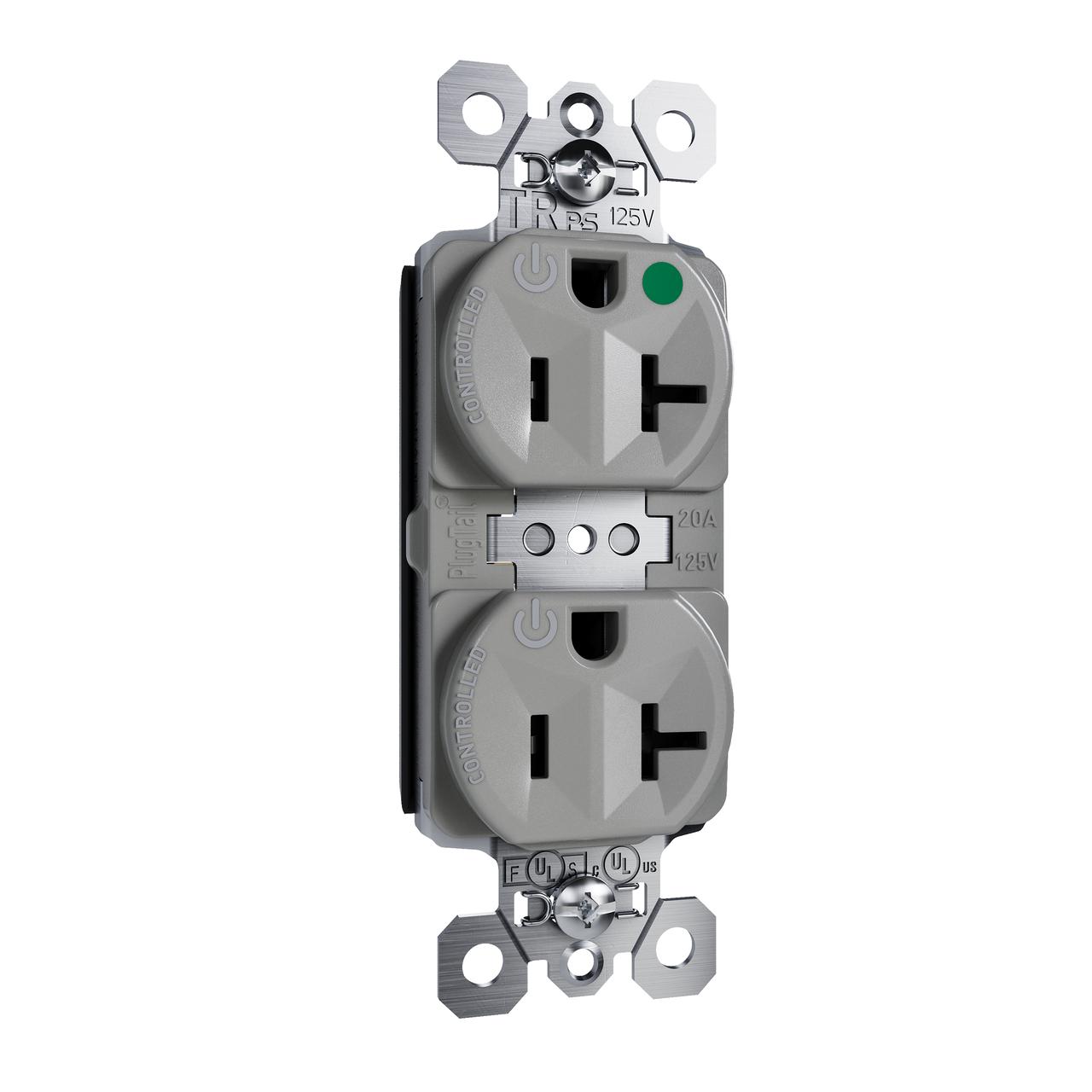 Pass & Seymour® PTTR8300CDGRY Straight Blade Receptacles