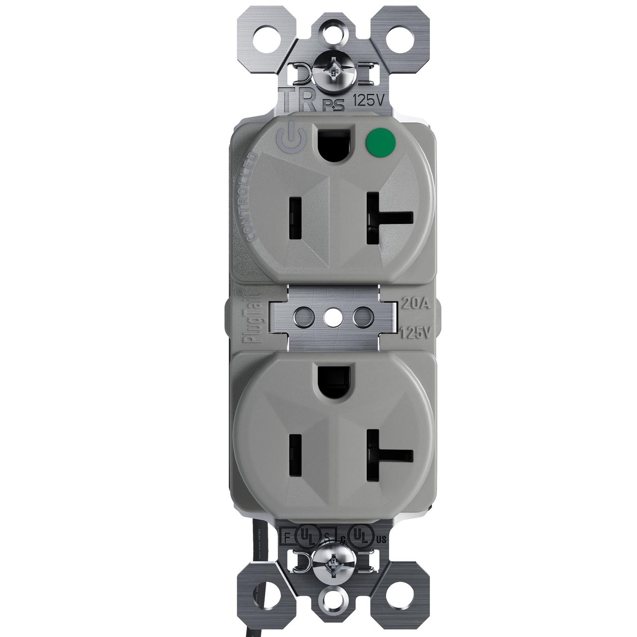 Pass & Seymour® PTTR8300CHGRY Straight Blade Receptacles
