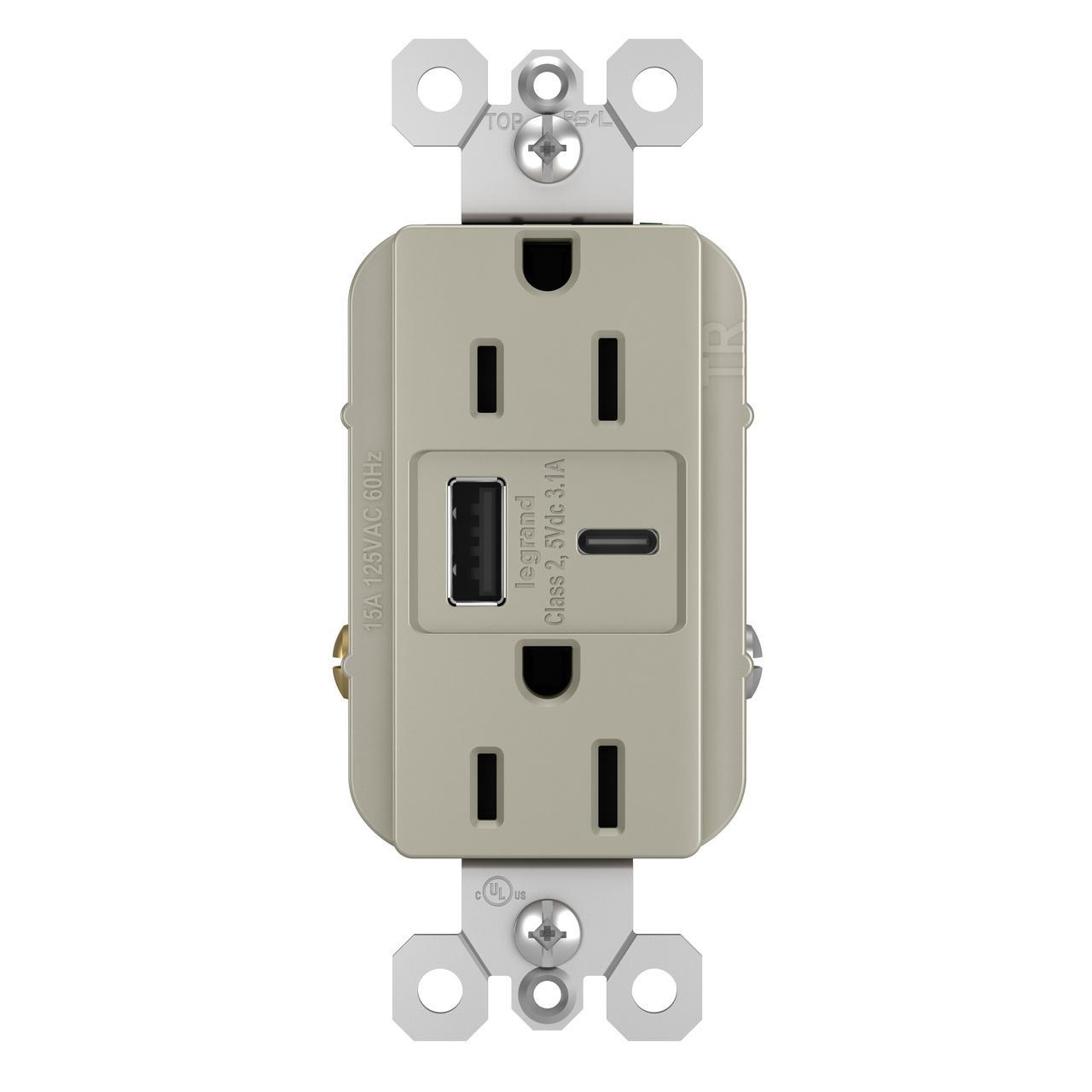 Pass & Seymour® R26USBACNICCV4 Receptacles & USB Ports