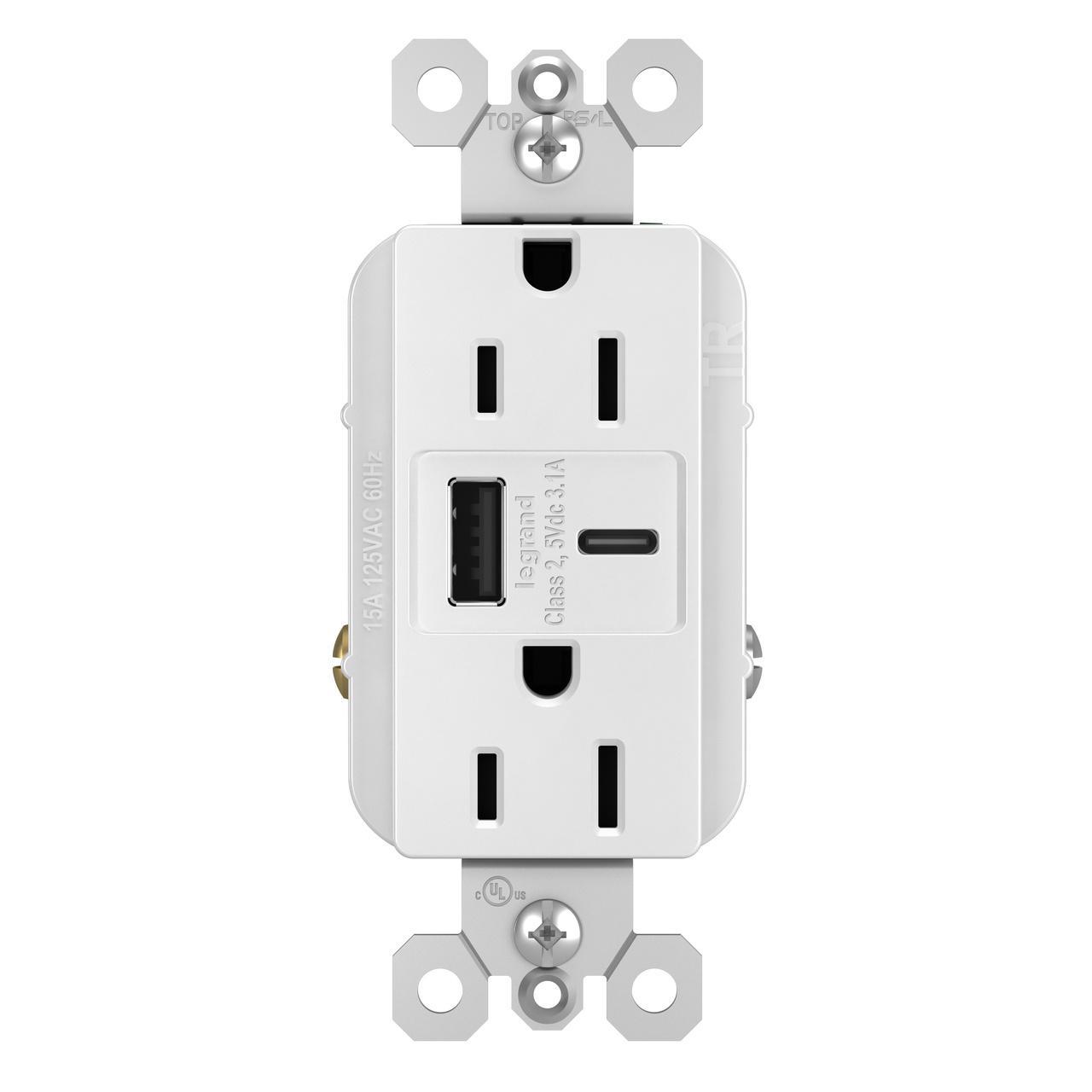 Pass & Seymour® R26USBACW Receptacles & USB Ports