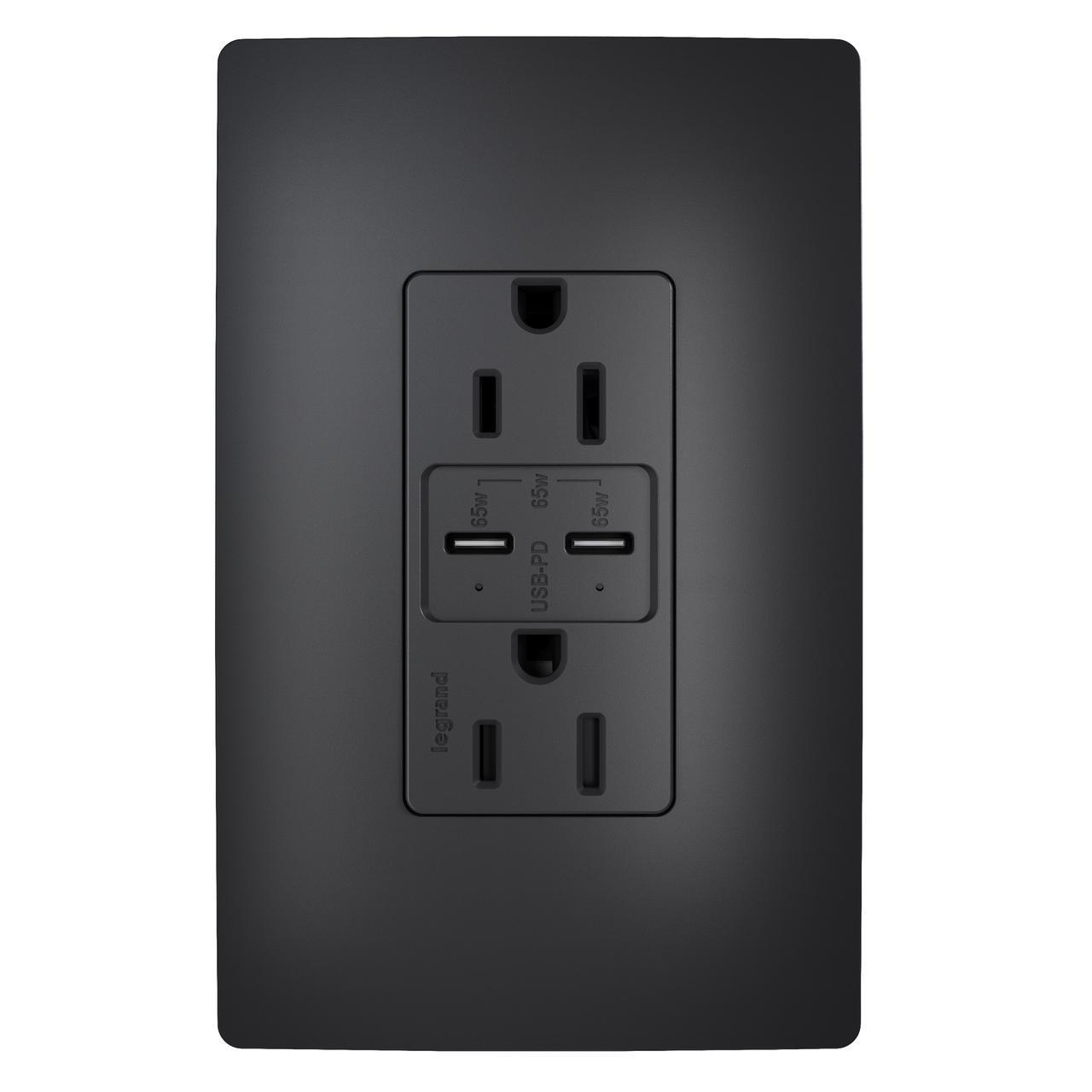 Pass & Seymour® R26USBPD65BK Receptacles & USB Ports