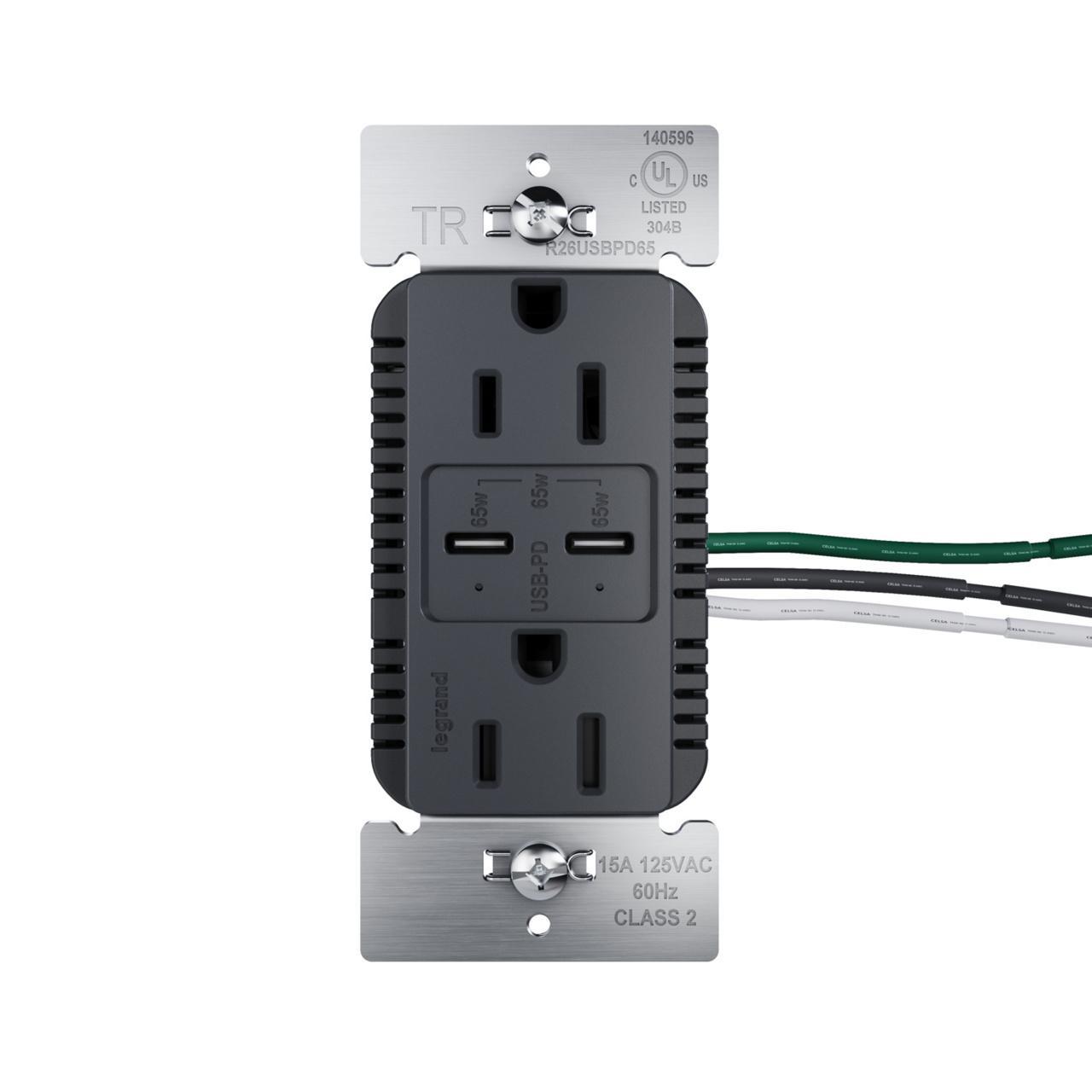 Pass & Seymour® R26USBPD65GCC6 Receptacles & USB Ports
