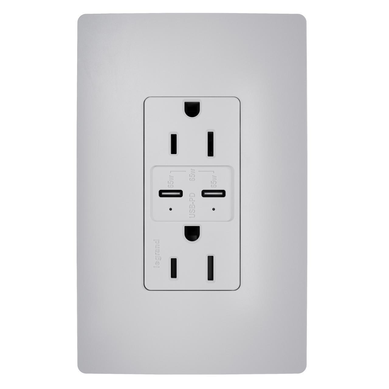 Pass & Seymour® R26USBPD65GRY Receptacles & USB Ports