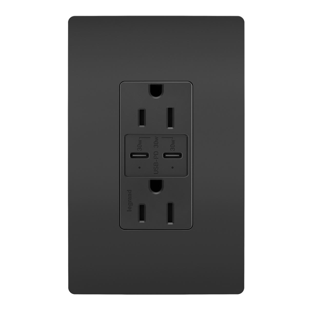 Pass & Seymour® R26USBPDBK Receptacles & USB Ports