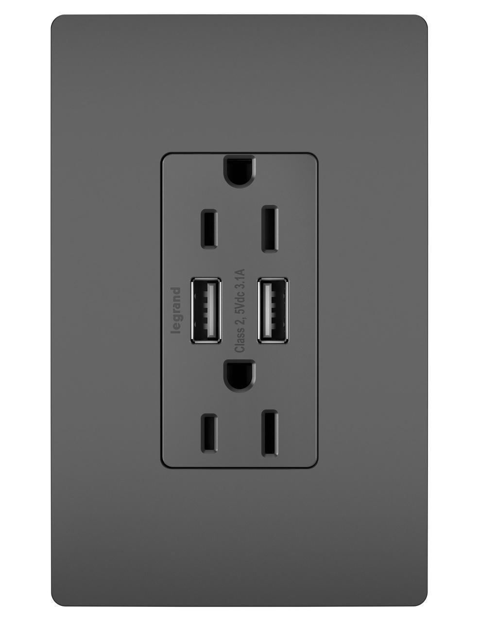 Pass & Seymour® TM826USBBKCC6 Receptacles & USB Ports