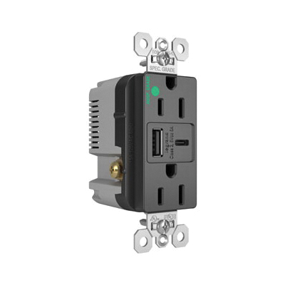 Pass & Seymour® TR15HUSBAC6BK Receptacles & USB Ports