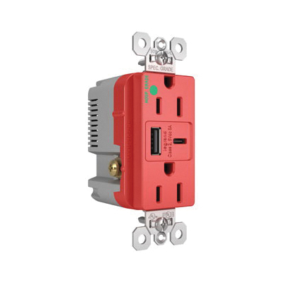 Pass & Seymour® TR15HUSBAC6RED Receptacles & USB Ports