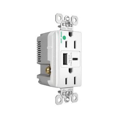 Pass & Seymour® TR15HUSBAC6W Receptacles & USB Ports
