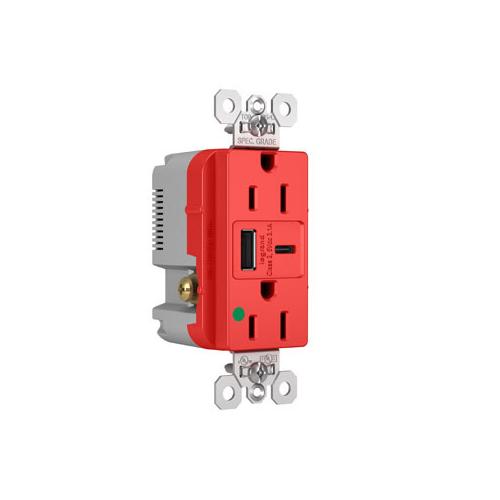 Pass & Seymour® TR15HUSBACRED Receptacles & USB Ports