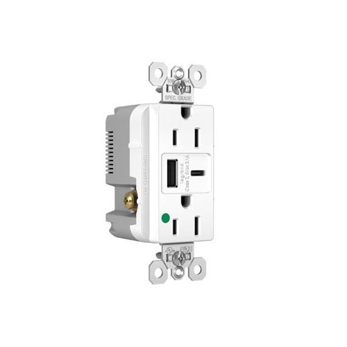 Pass & Seymour® TR15HUSBACW Receptacles & USB Ports