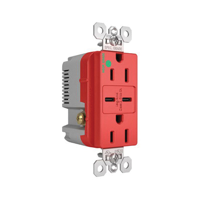 Pass & Seymour® TR15HUSBCC6RED Receptacles & USB Ports