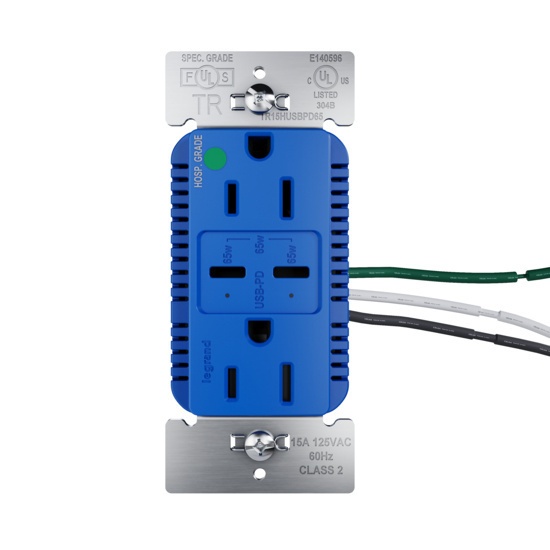 Pass & Seymour® TR15HUSBPD65BL Receptacles & USB Ports