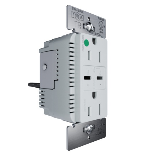 Pass & Seymour® TR15HUSBPD65GRY Receptacles & USB Ports