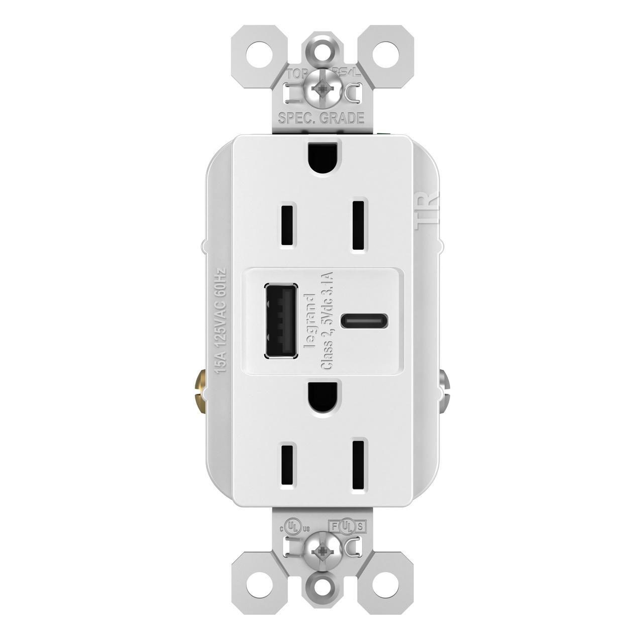 Pass & Seymour® TR15USBACW Receptacles & USB Ports