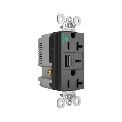 Pass & Seymour® TR20HUSBAC6BK Receptacles & USB Ports