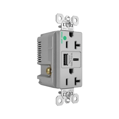 Pass & Seymour® TR20HUSBAC6GRY Receptacles & USB Ports