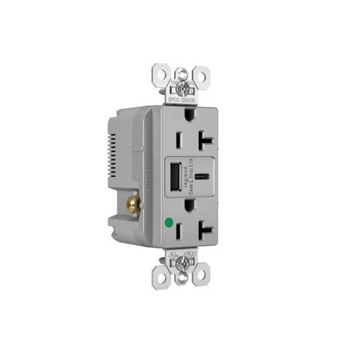 Pass & Seymour® TR20HUSBACGRY Receptacles & USB Ports