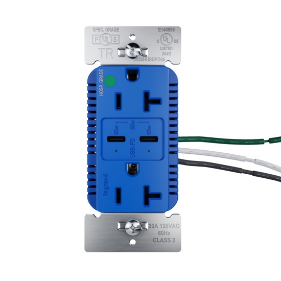 Pass & Seymour® TR20HUSBPD65BL Receptacles & USB Ports