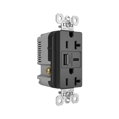 Pass & Seymour® TR20USBAC6BK Receptacles & USB Ports