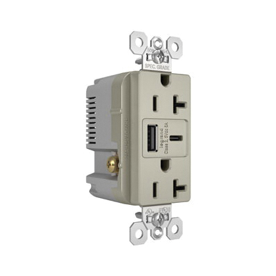 Pass & Seymour® TR20USBAC6NI Receptacles & USB Ports