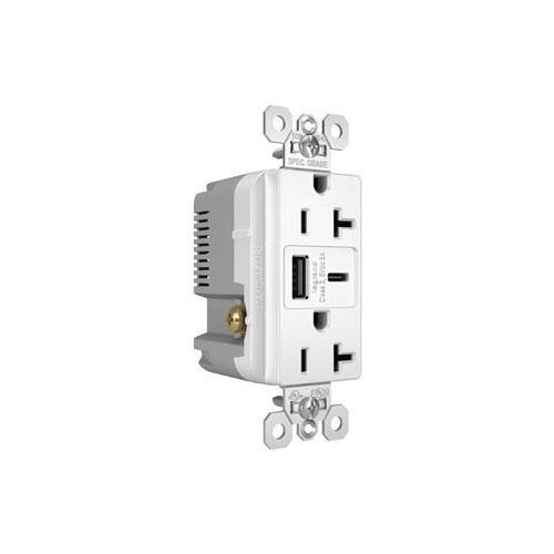 Pass & Seymour® TR20USBAC6W Receptacles & USB Ports