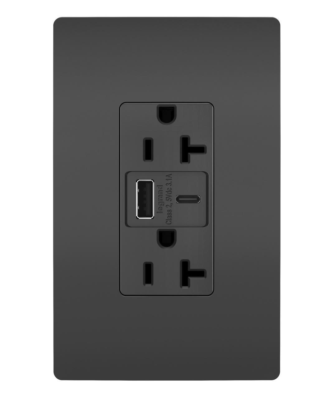 Pass & Seymour® TR20USBACBK Receptacles & USB Ports
