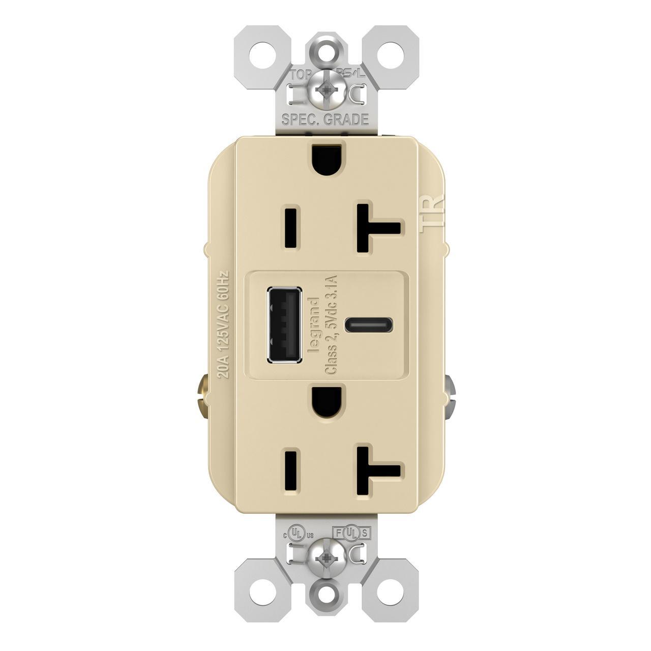 Pass & Seymour® TR20USBACI Receptacles & USB Ports