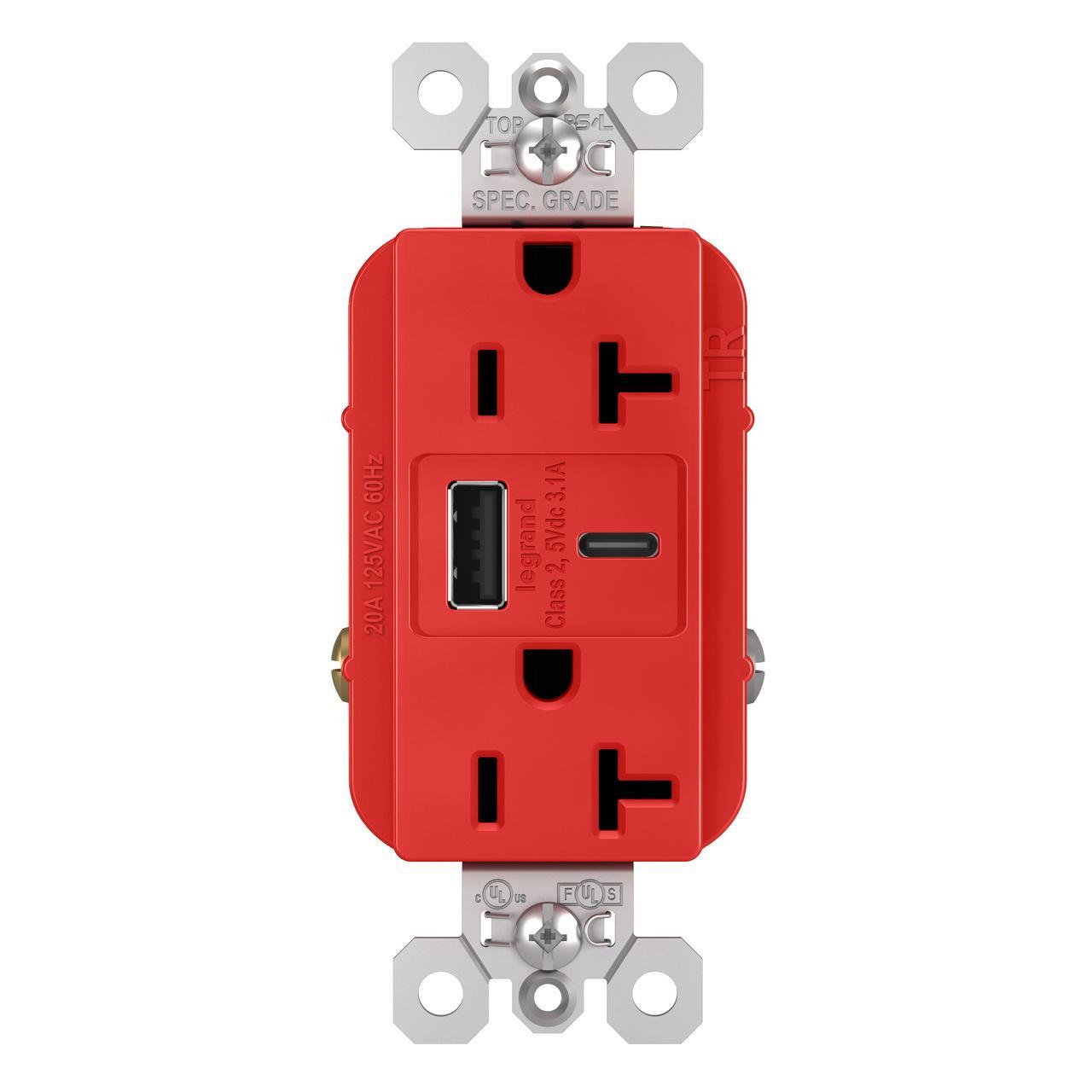 Pass & Seymour® TR20USBACRED Receptacles & USB Ports