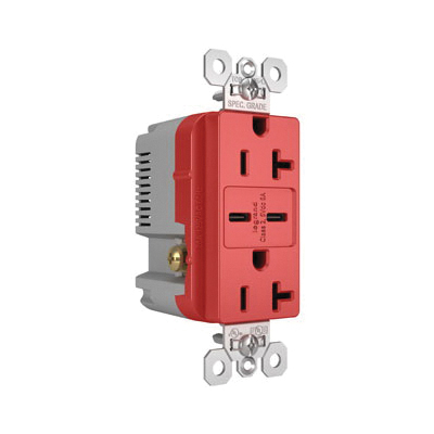Pass & Seymour® TR20USBCC6RED Receptacles & USB Ports