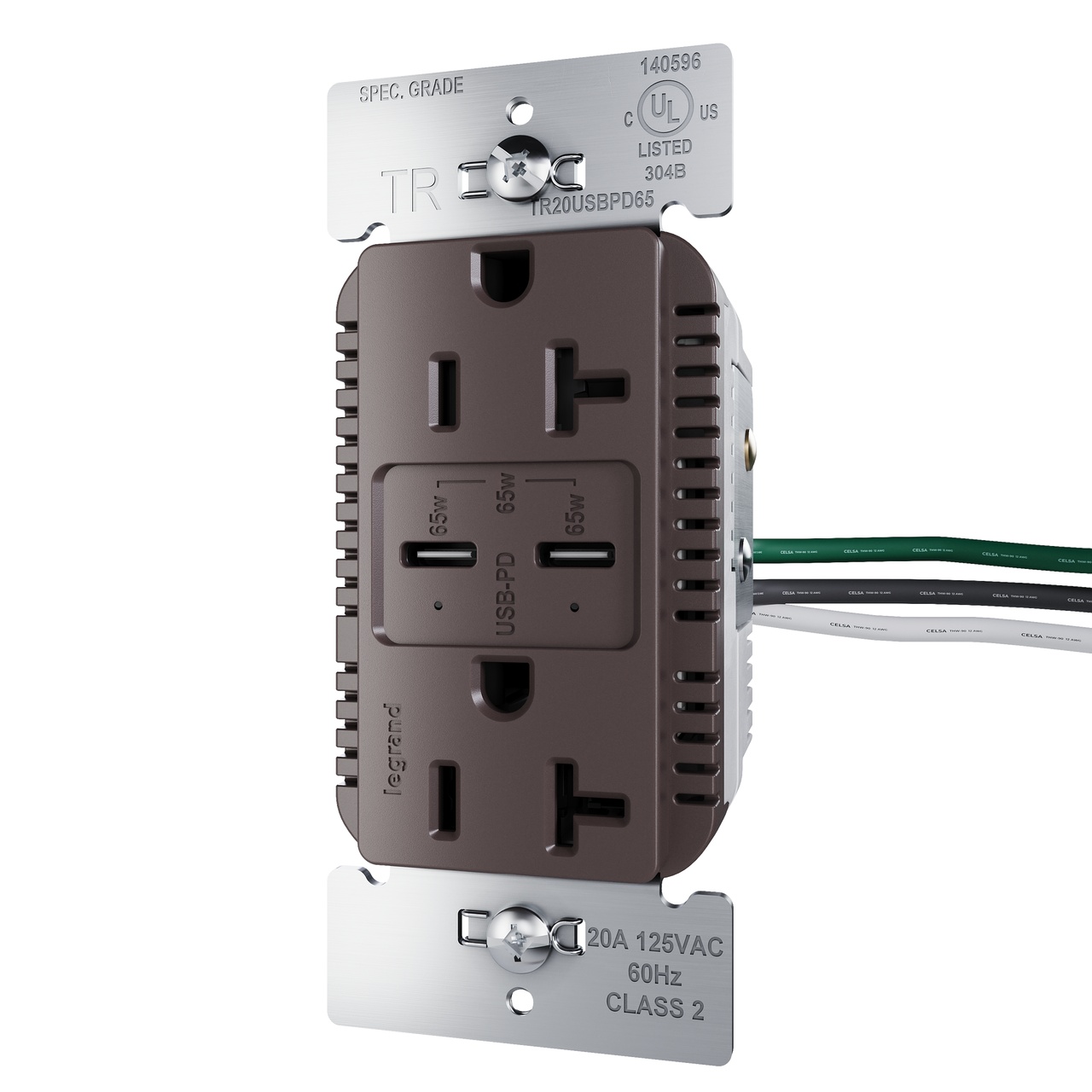 Pass & Seymour® TR20USBPD65 Receptacles & USB Ports
