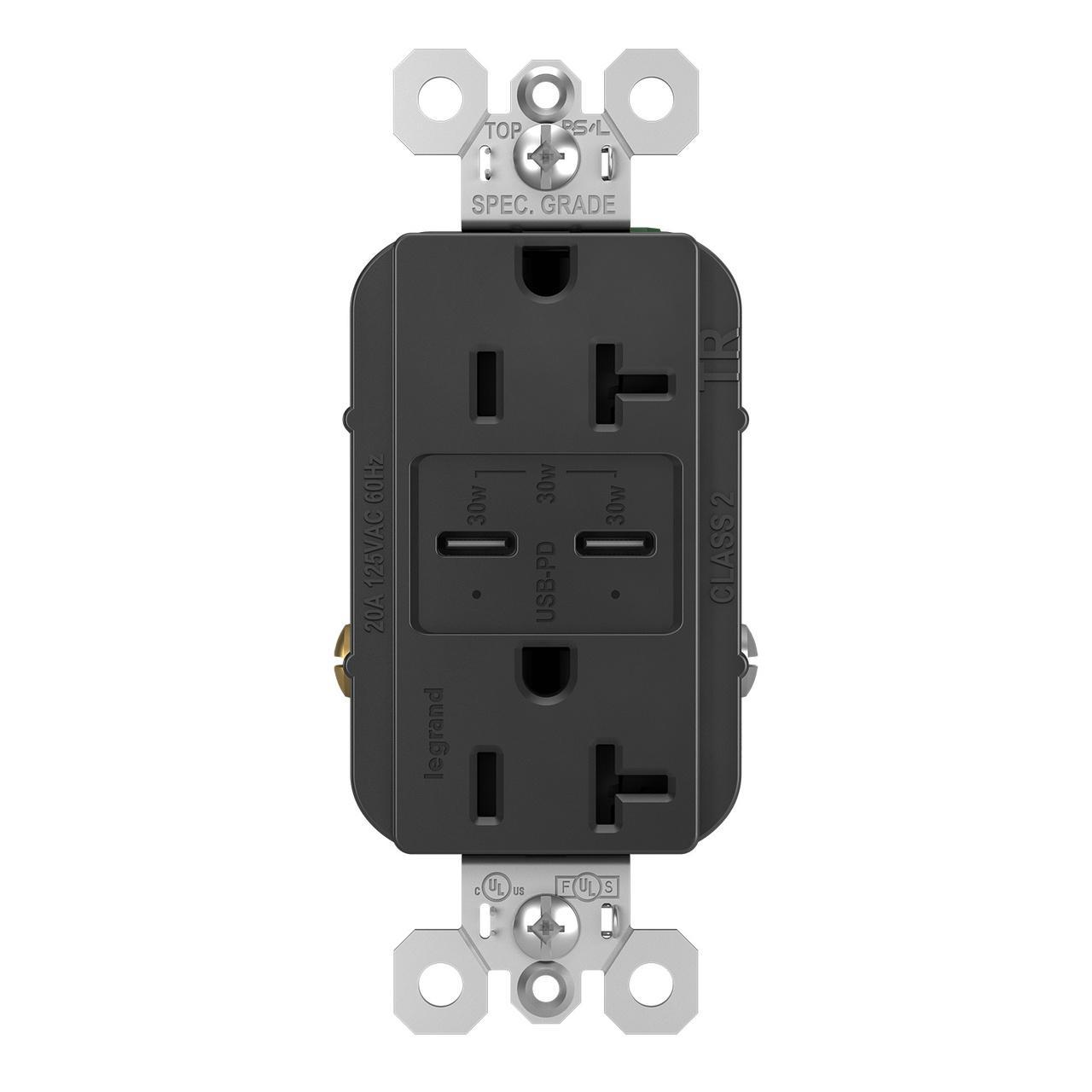 Pass & Seymour® TR20USBPDBK Receptacles & USB Ports