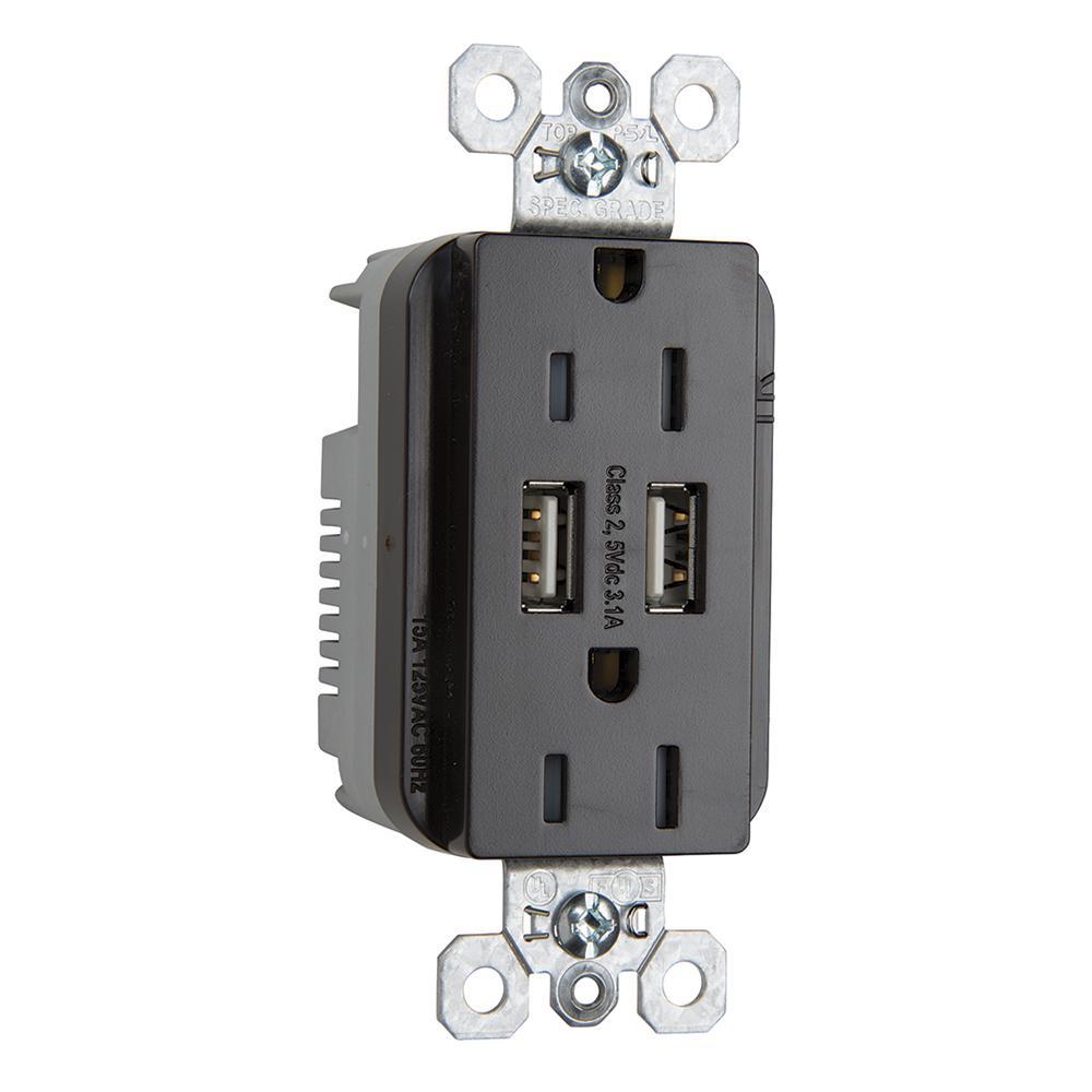 Pass & Seymour® TR5262USB Receptacles & USB Ports
