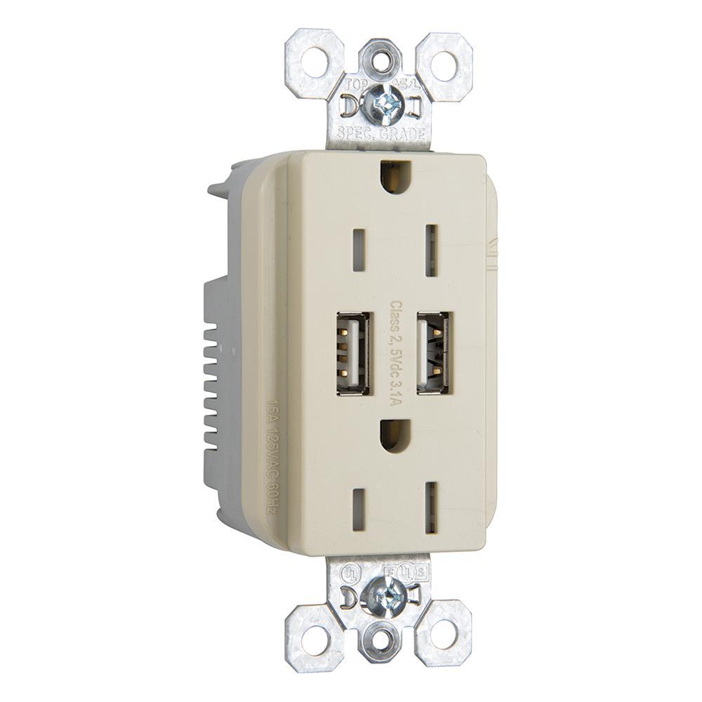 Pass & Seymour® TR5262USBI Receptacles & USB Ports