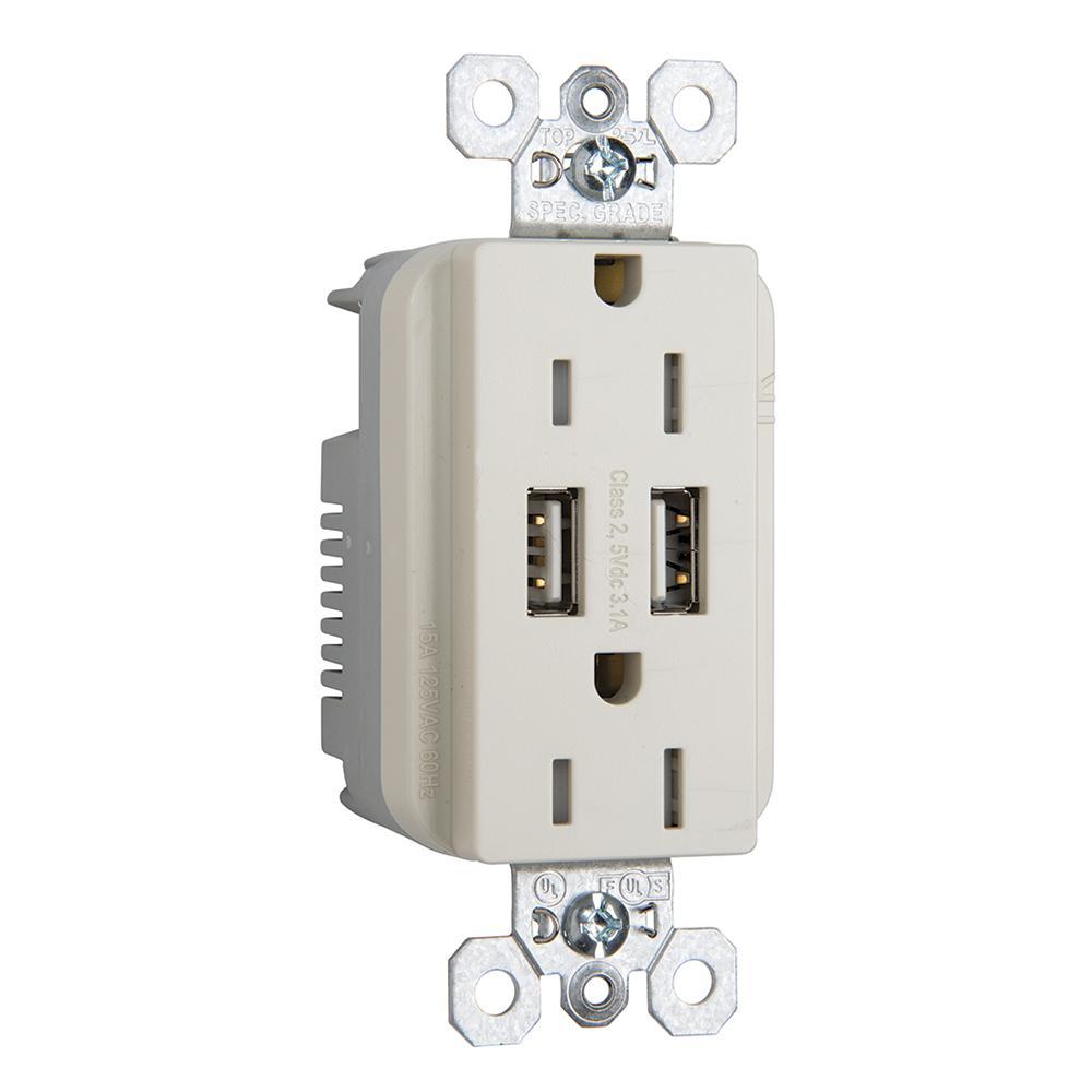 Pass & Seymour® TR5262USBLA Receptacles & USB Ports